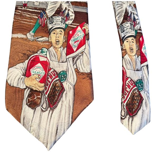 Vintage Tabasco Baseball Novelty Necktie 100% Silk Made in USA 60” x 4” - Picture 7 of 12